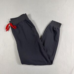 FIGS HW Zamora High Waist Jogger Scrub Pants Graphite Tall Size L/T Gray Red Tie